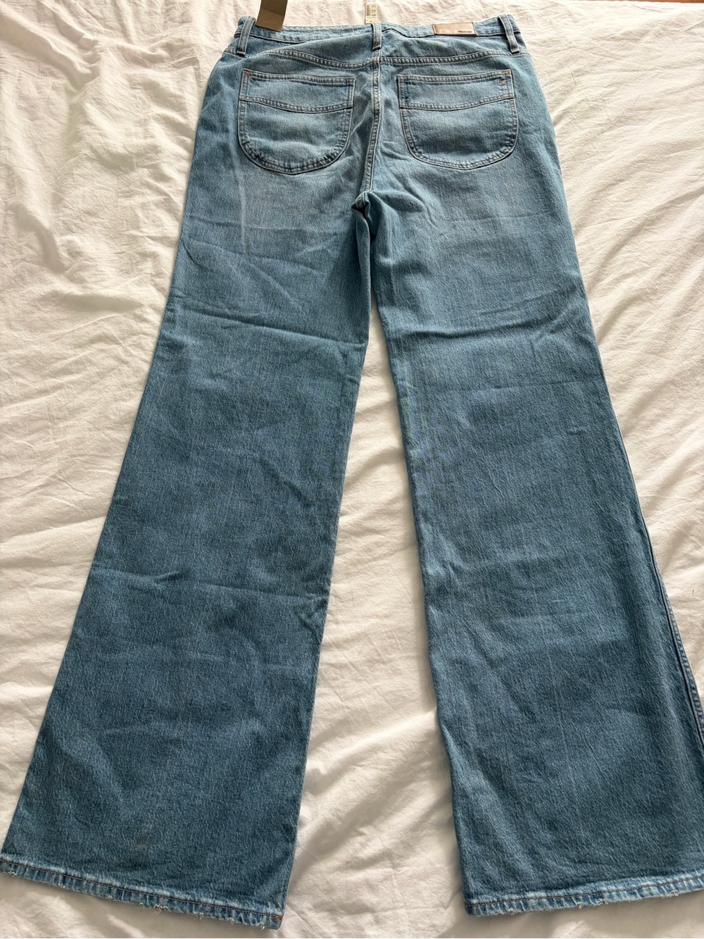 Madewell Light Blue Cotton 11” High Rise Wide-Leg Flare Jeans 33 Tall NWT - Picture 7 of 10